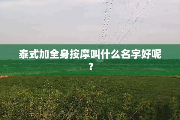 泰式加全身按摩叫什么名字好呢？