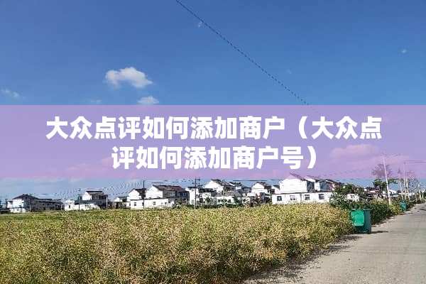 大众点评如何添加商户（大众点评如何添加商户号）