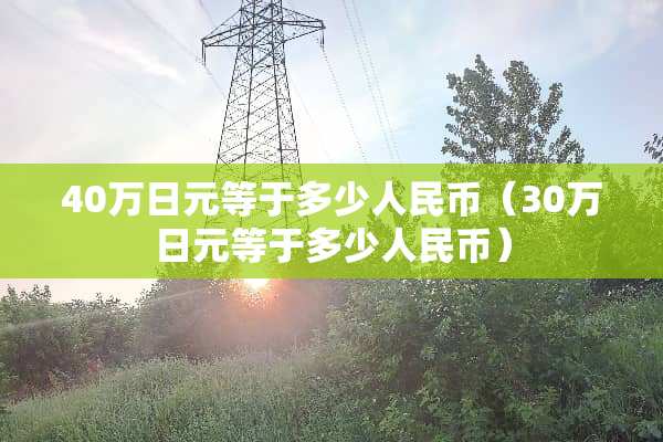 40万日元等于多少人民币（30万日元等于多少人民币）