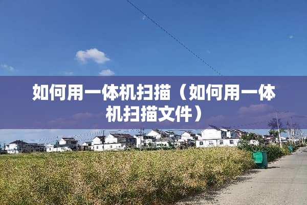 如何用一体机扫描（如何用一体机扫描文件）