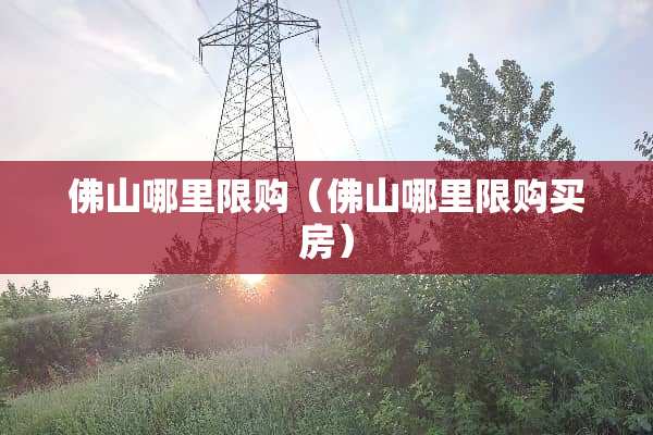佛山哪里限购（佛山哪里限购买房）