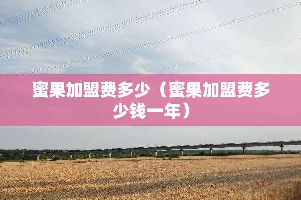 蜜果加盟费多少（蜜果加盟费多少钱一年）
