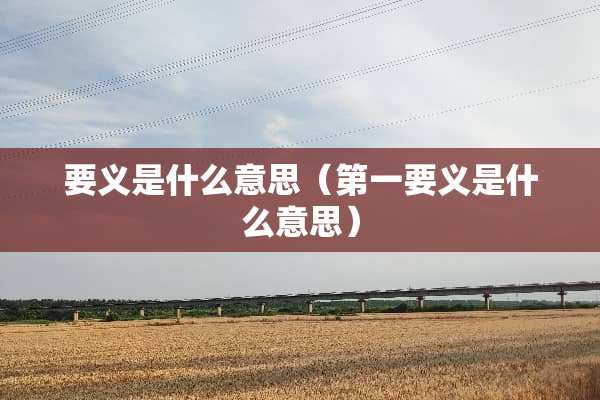 要义是什么意思（第一要义是什么意思）