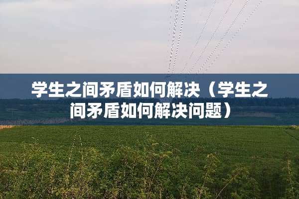 学生之间矛盾如何解决（学生之间矛盾如何解决问题）