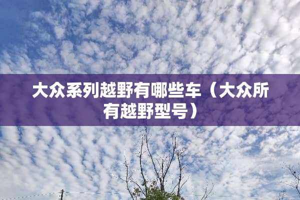 大众系列越野有哪些车（大众所有越野型号）