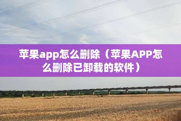苹果app怎么删除（苹果APP怎么删除已卸载的软件）