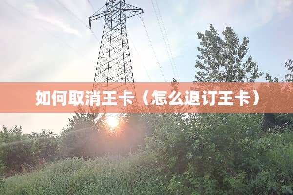 如何取消王卡（怎么退订王卡）