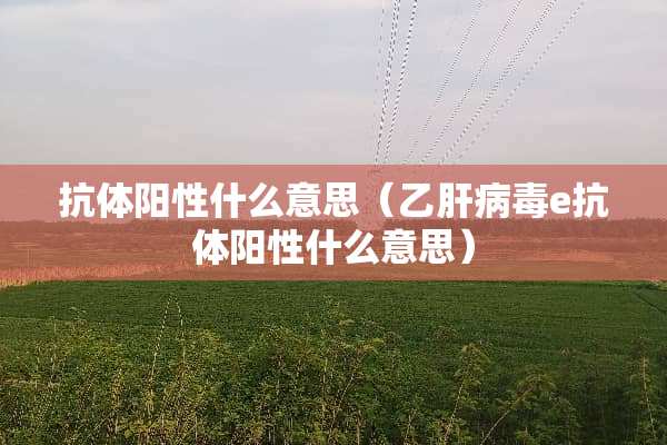 抗体阳性什么意思（乙肝**e抗体阳性什么意思）