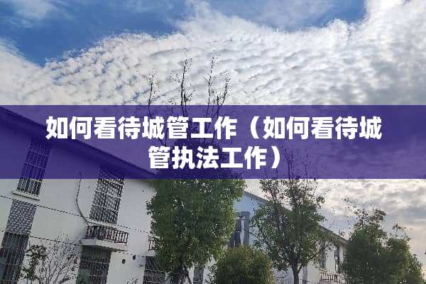 如何看待**工作（如何看待**执法工作）