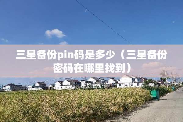 三星备份pin码是多少（三星备份密码在***到）