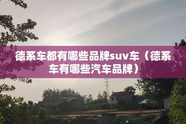 德系车都有哪些品牌suv车（德系车有哪些汽车品牌）