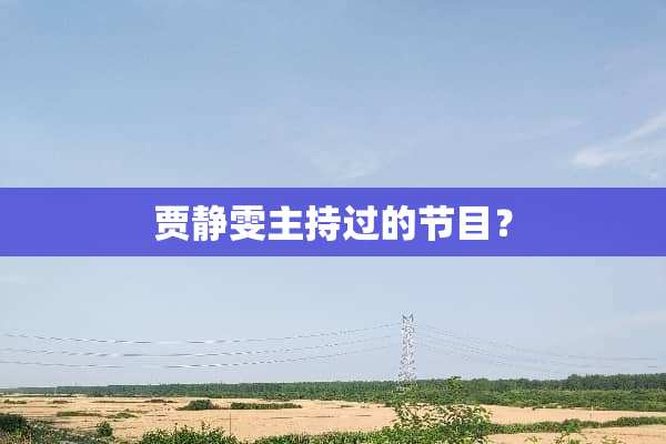 贾静雯主持过的节目？