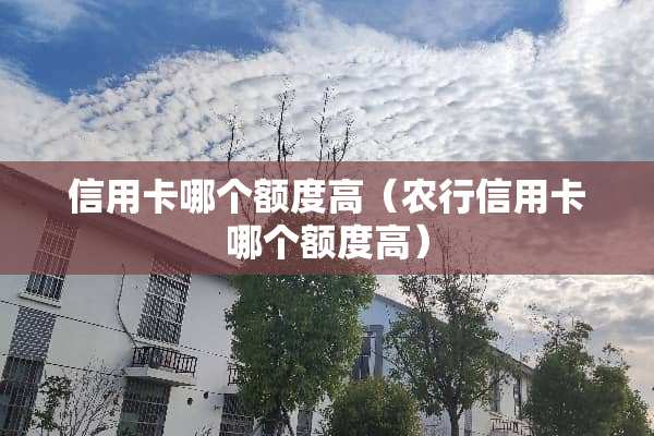 ***哪个额度高（农行***哪个额度高）