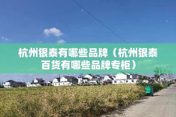 杭州银泰有哪些品牌（杭州银泰百货有哪些品牌专柜）
