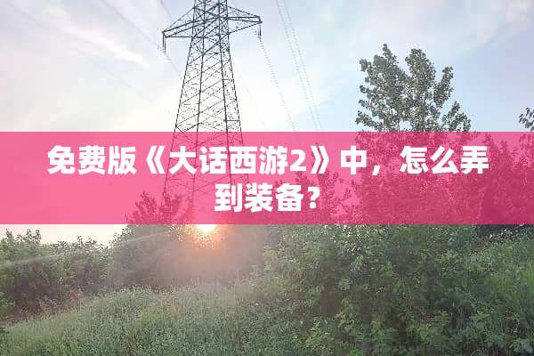 免费版《大话西游2》中，怎么弄到装备？