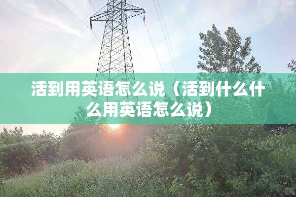 活到用英语怎么说（活到什么什么用英语怎么说）