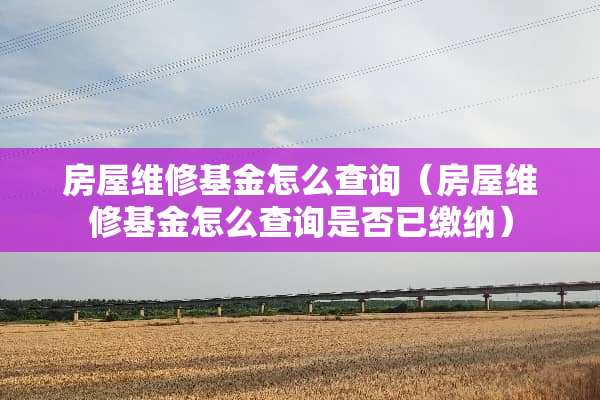 房屋维修基金怎么查询（房屋维修基金怎么查询是否已缴纳）