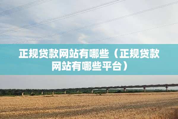 正规贷款网站有哪些（正规贷款网站有哪些平台）