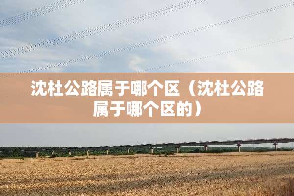沈杜公路属于哪个区（沈杜公路属于哪个区的）