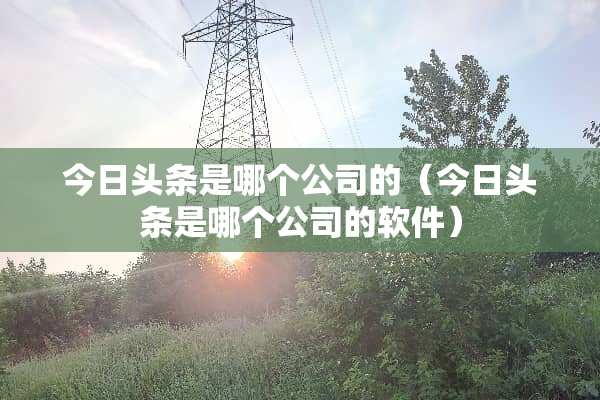 今日头条是哪个公司的（今日头条是哪个公司的软件）