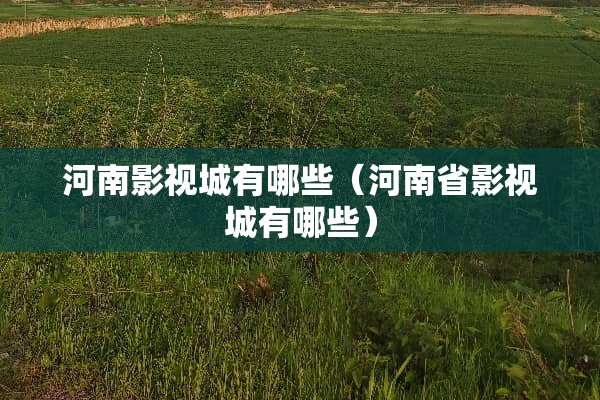 河南影视城有哪些（河南省影视城有哪些）