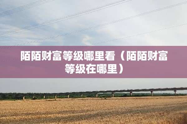 陌陌财富等级哪里看（陌陌财富等级在哪里）