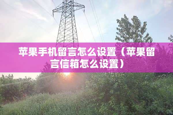 苹果手机留言怎么设置（苹果留言信箱怎么设置）