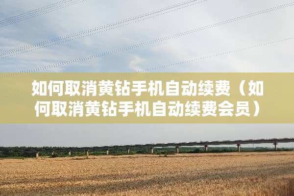 如何取消黄钻手机自动续费（如何取消黄钻手机自动续费会员）