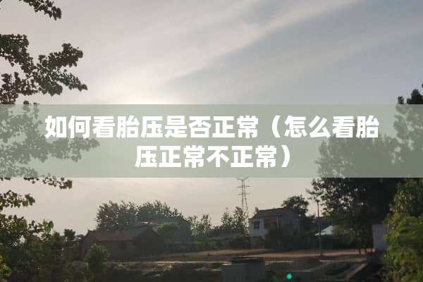 如何看胎压是否正常（怎么看胎压正常不正常）