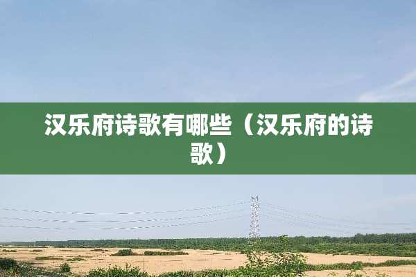 汉乐府诗歌有哪些（汉乐府的诗歌）