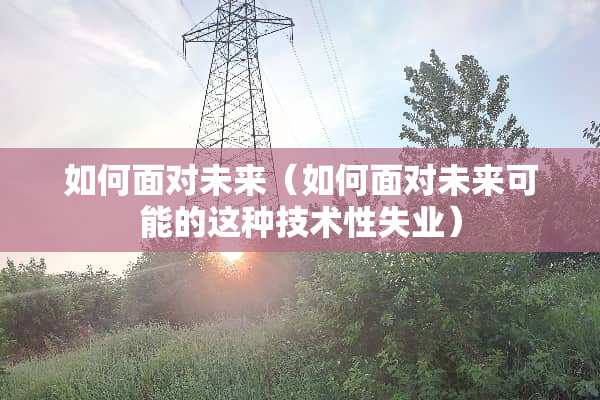 如何面对未来（如何面对未来可能的这种技术性失业）