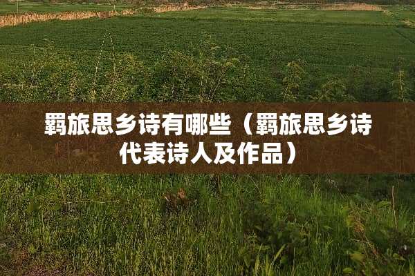 羁旅思乡诗有哪些（羁旅思乡诗代表诗人及作品）