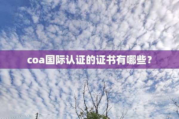 coa国际认证的证书有哪些？