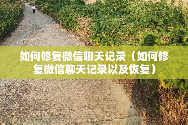 如何修复微信聊天记录（如何修复微信聊天记录以及恢复）
