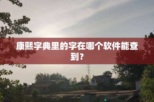 康熙字典里的字在哪个软件能查到？