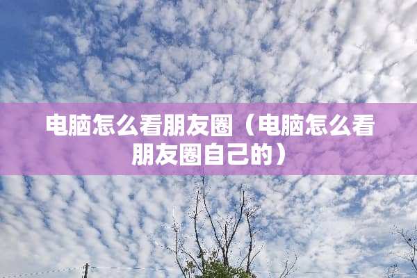 电脑怎么看朋友圈（电脑怎么看朋友圈自己的）
