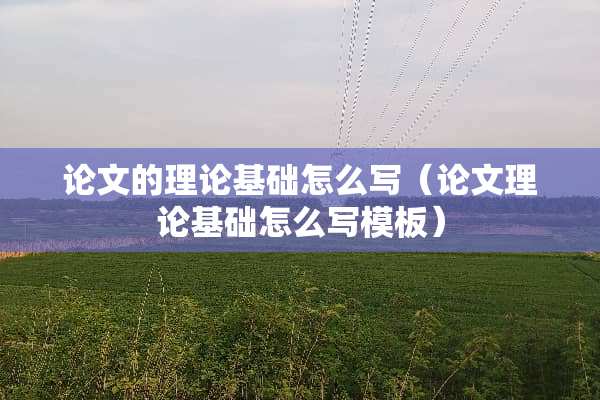 论文的理论基础怎么写（论文理论基础怎么写模板）