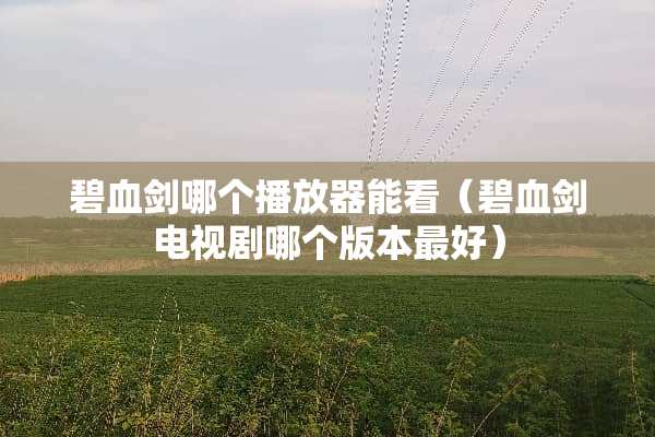 碧血剑哪个播放器能看（碧血剑电视剧哪个版本最好）