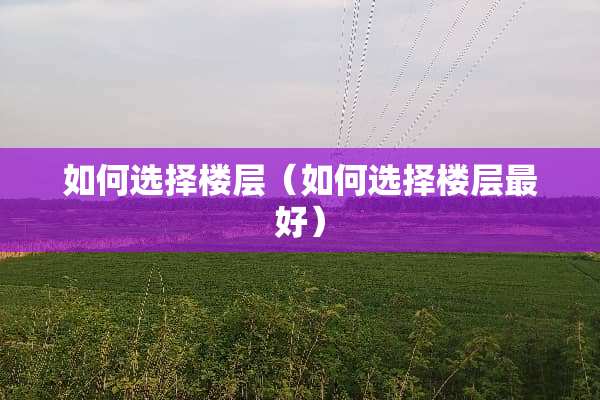 如何选择楼层（如何选择楼层最好）