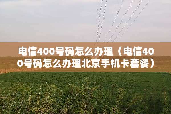 电信400号码怎么办理（电信400号码怎么办理北京手机卡套餐）