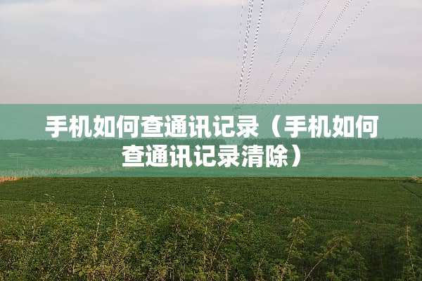 手机如何查通讯记录（手机如何查通讯记录清除）