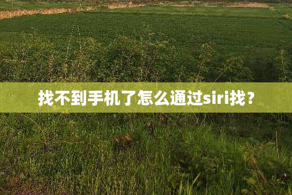 找不到手机了怎么通过siri找？
