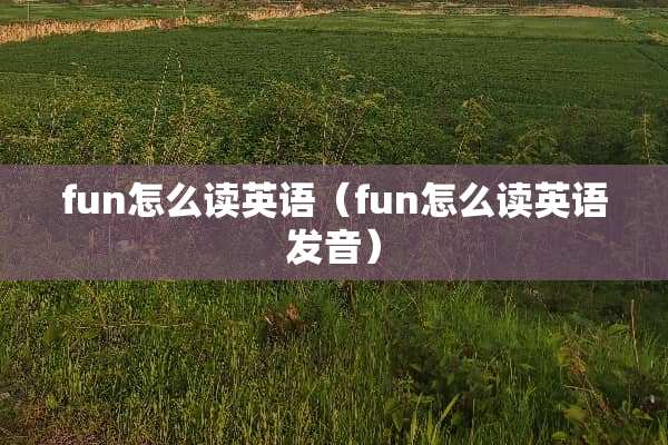 fun怎么读英语（fun怎么读英语发音）