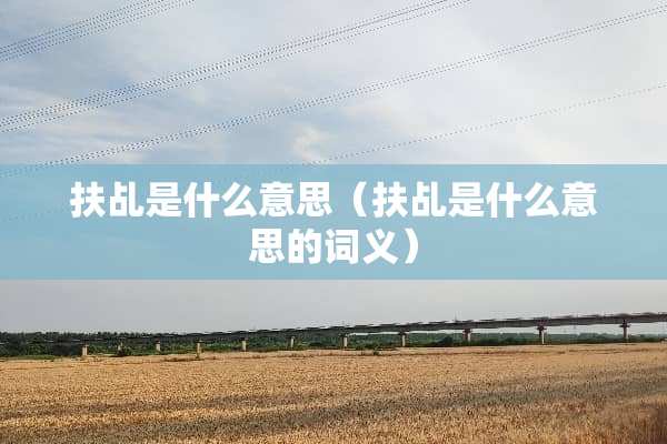 扶乩是什么意思（扶乩是什么意思的词义）