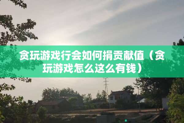 贪玩游戏行会如何捐贡献值（贪玩游戏怎么这么有钱）