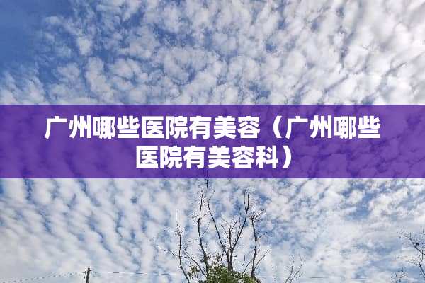广州哪些医院有美容（广州哪些医院有美容科）