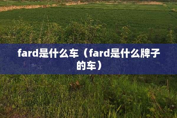 fard是什么车（fard是什么牌子的车）