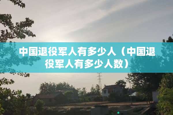 中国退役军人有多少人（中国退役军人有多少人数）