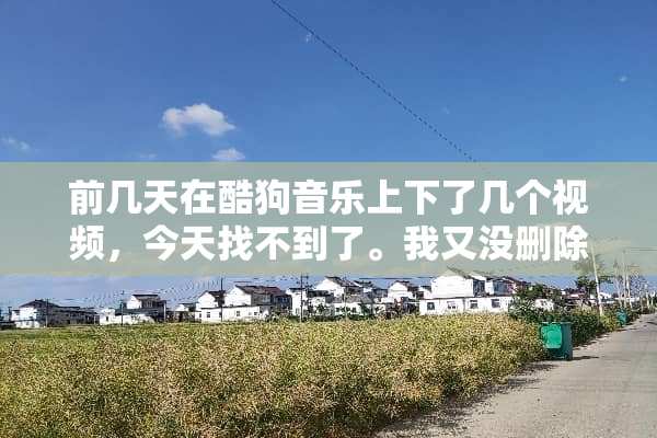 前几天在酷狗音乐上下了几个视频，今天找不到了。我又没删除什么文件，视频哪里去了？