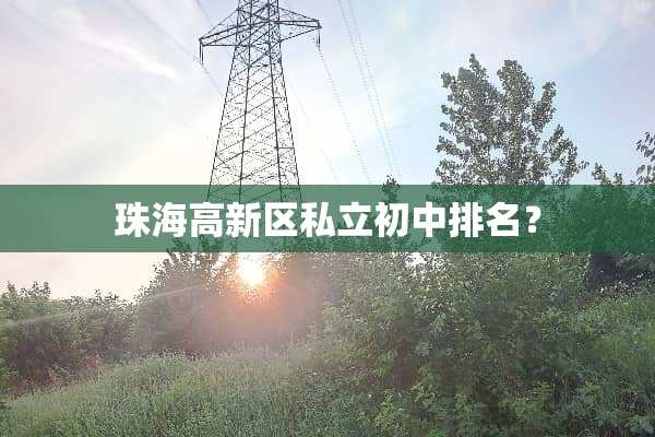 珠海高新区私立初中排名？